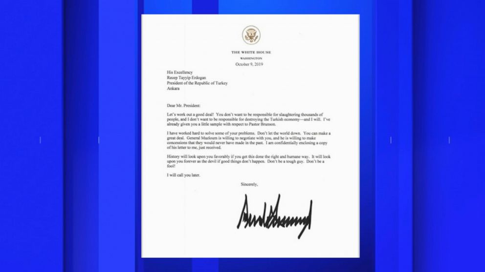 Trump's Letter To Erdogan - HD Wallpaper 