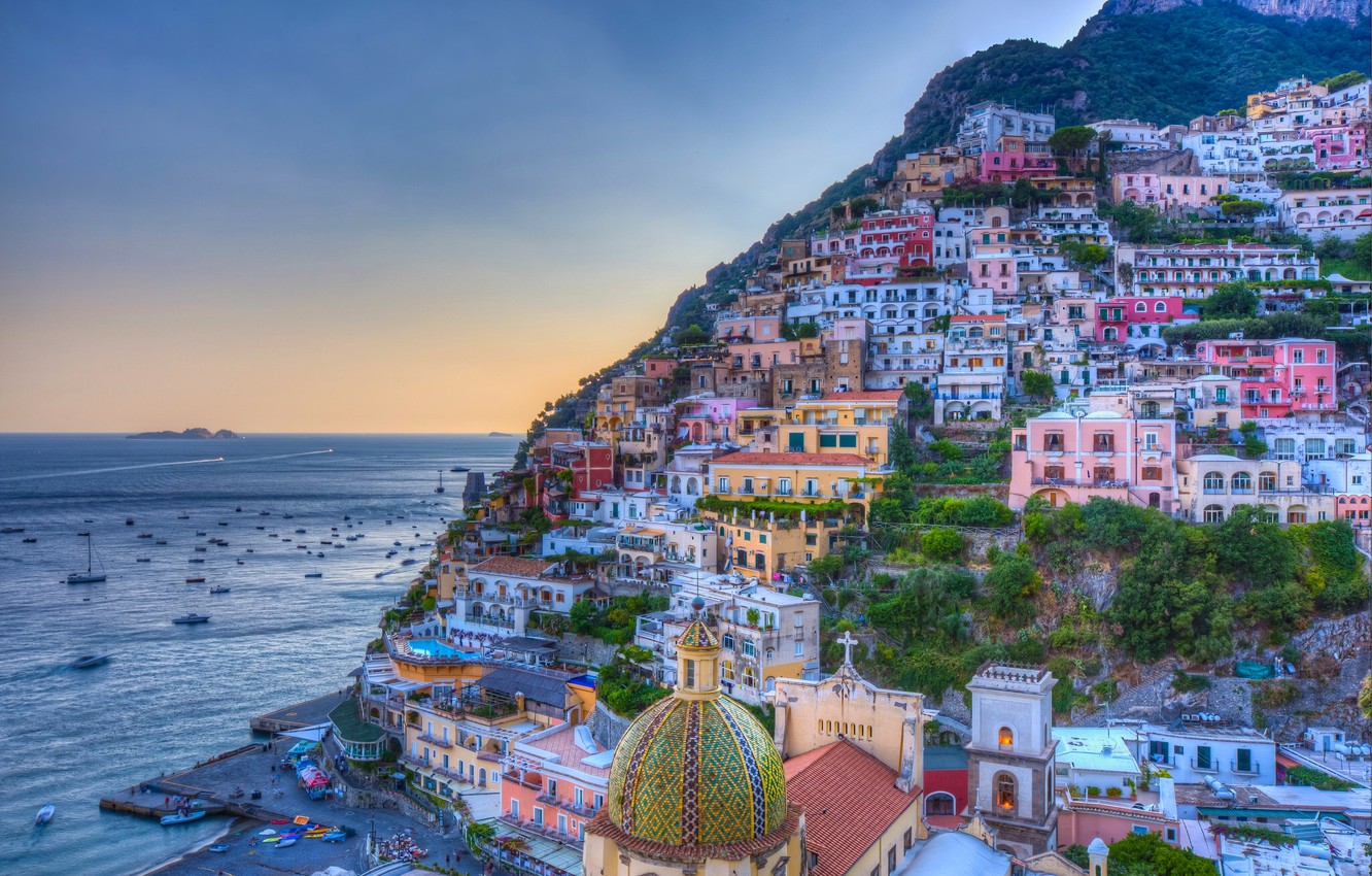 Photo Wallpaper Sea, Landscape, Coast, Building, Italy, - Positano - HD Wallpaper 