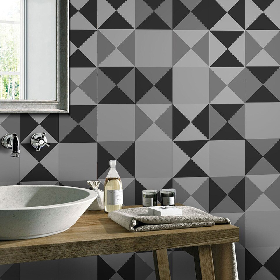 Mosaico Blanco Y Negro Baño - HD Wallpaper 