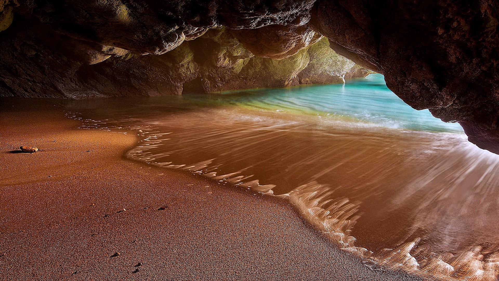 Desktop Cave Wallpaper Beach - HD Wallpaper 