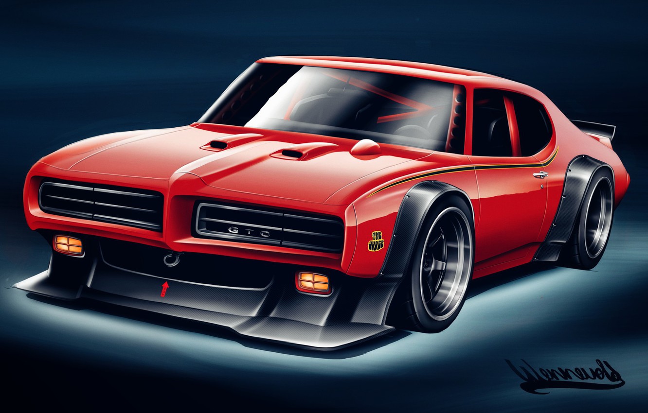 Photo Wallpaper Auto, Figure, Machine, Art, Pontiac, - 69 Pontiac Pro Touring - HD Wallpaper 