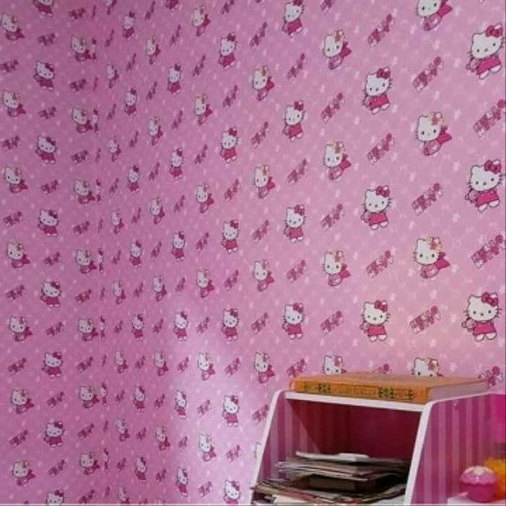 Hello Kitty Peri Pink 45cm X 10mtr Wallpaper Dinding - Stiker Dinding Hello Kitty - HD Wallpaper 