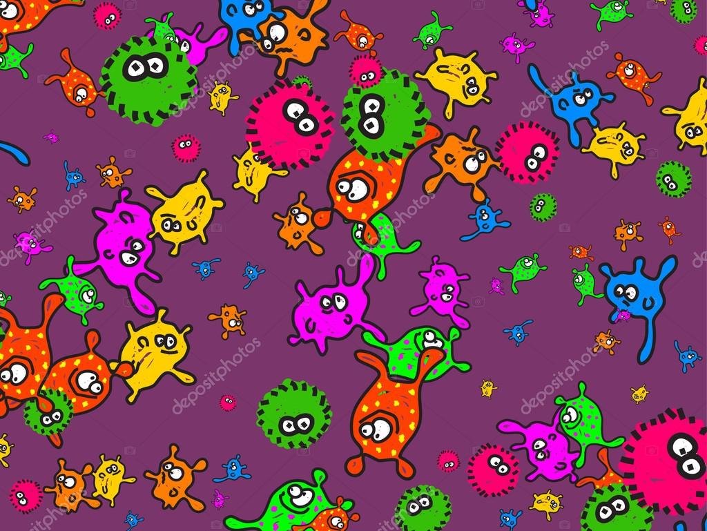 Cartoon Germs And Bacteria - HD Wallpaper 