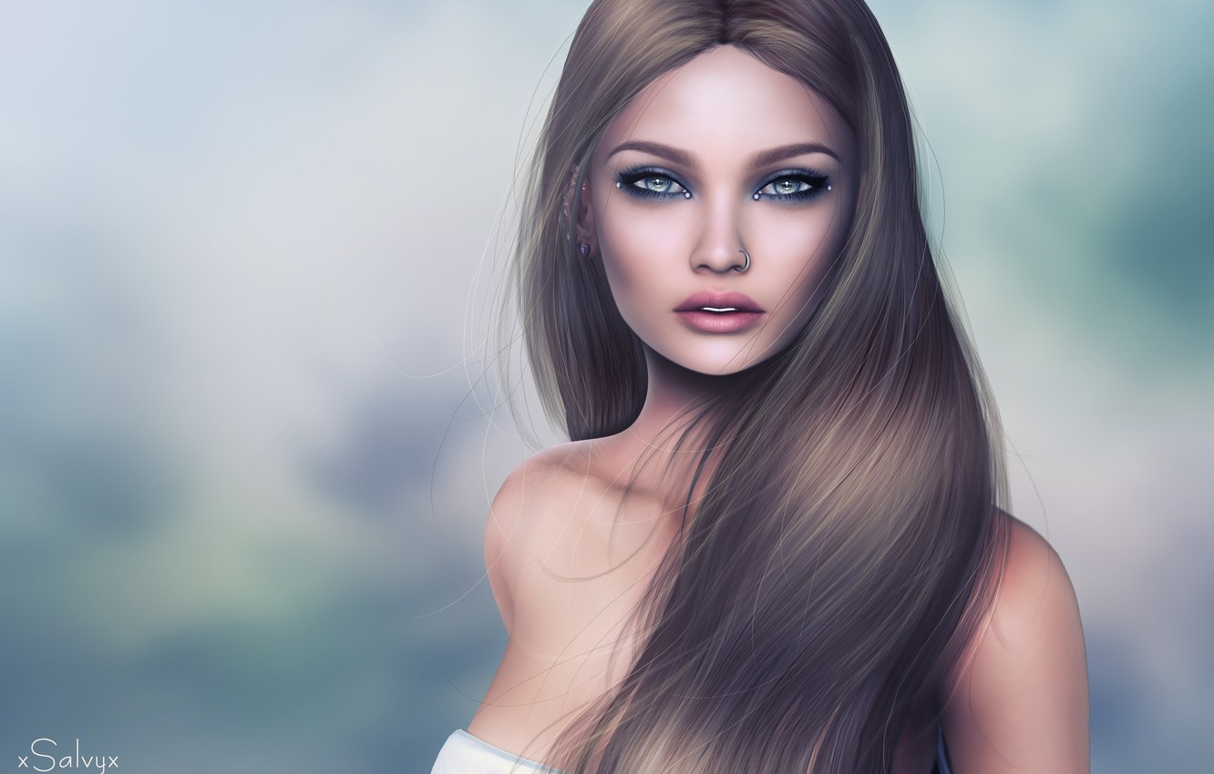 Photo Wallpaper Girl, Hair, Piercing - Hd Wallpaper Fantasy Girls - HD Wallpaper 