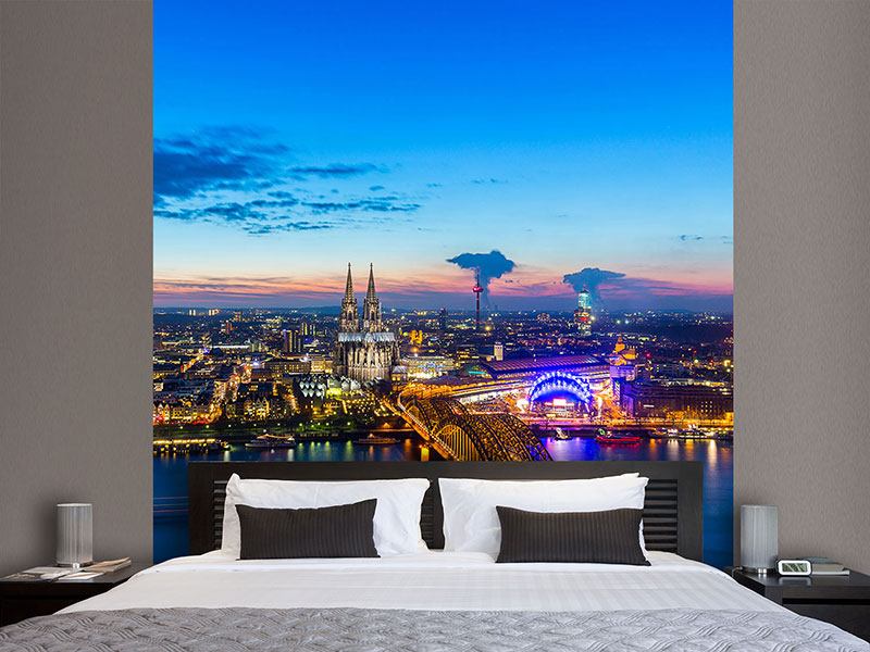 Photo Wallpaper Skyline A Penthouse In Cologne - Fototapete Gold - HD Wallpaper 
