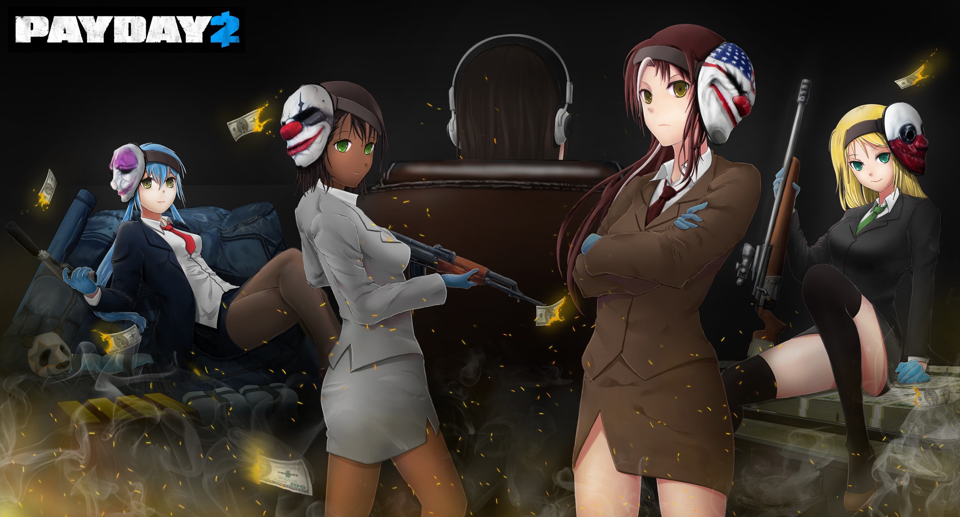Anime Girl From The Game Payday - Payday 2 Female Anime - HD Wallpaper 