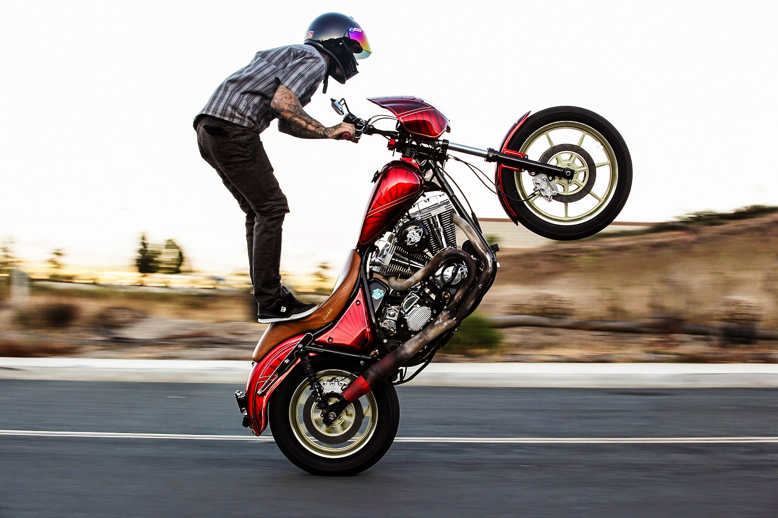 Harley Davidson Wheelie - HD Wallpaper 