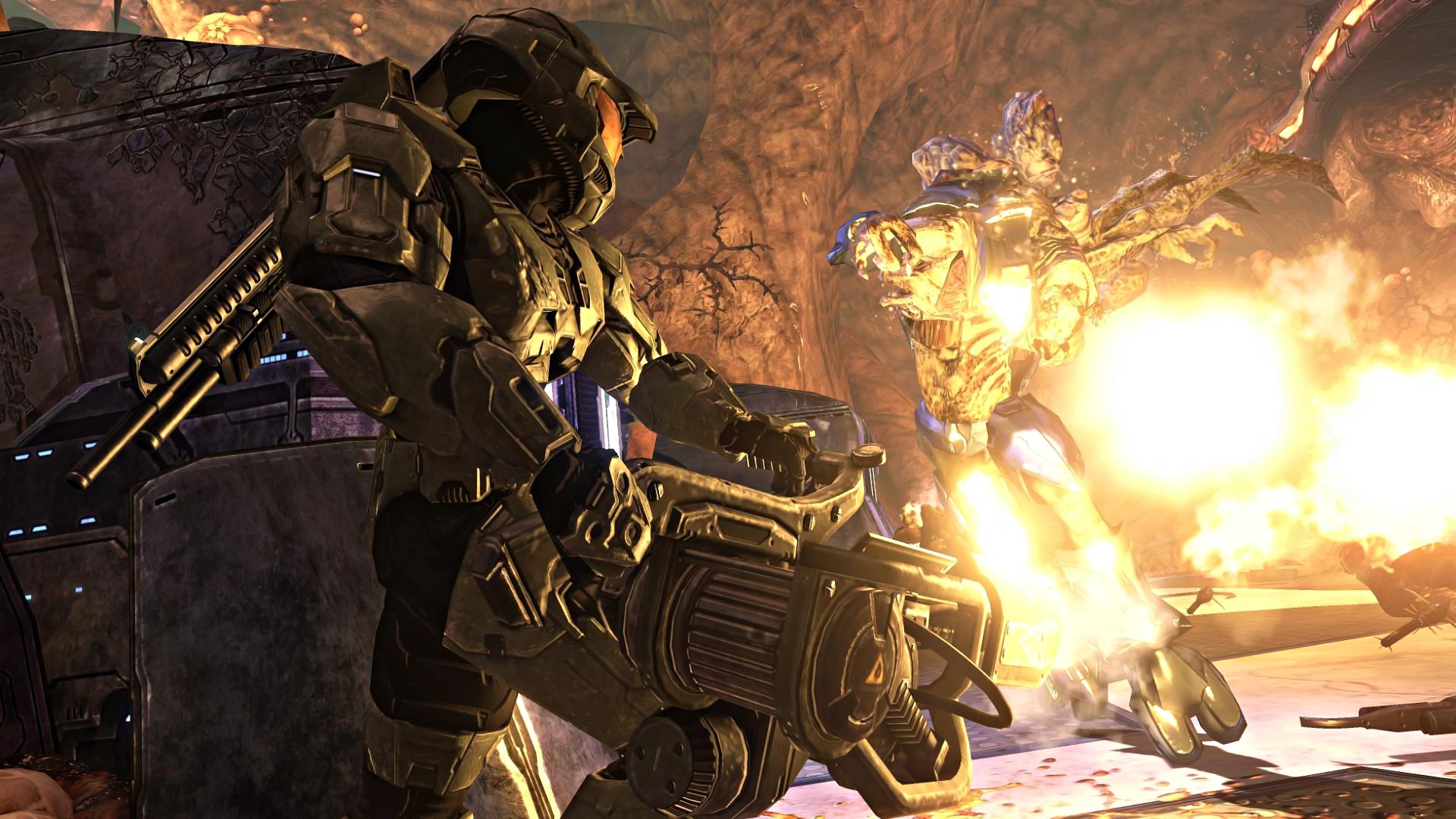 Halo 3 Wallpaper Cortana Chapter 1080p Master Chief - Flamethrower Vs Flood Halo - HD Wallpaper 
