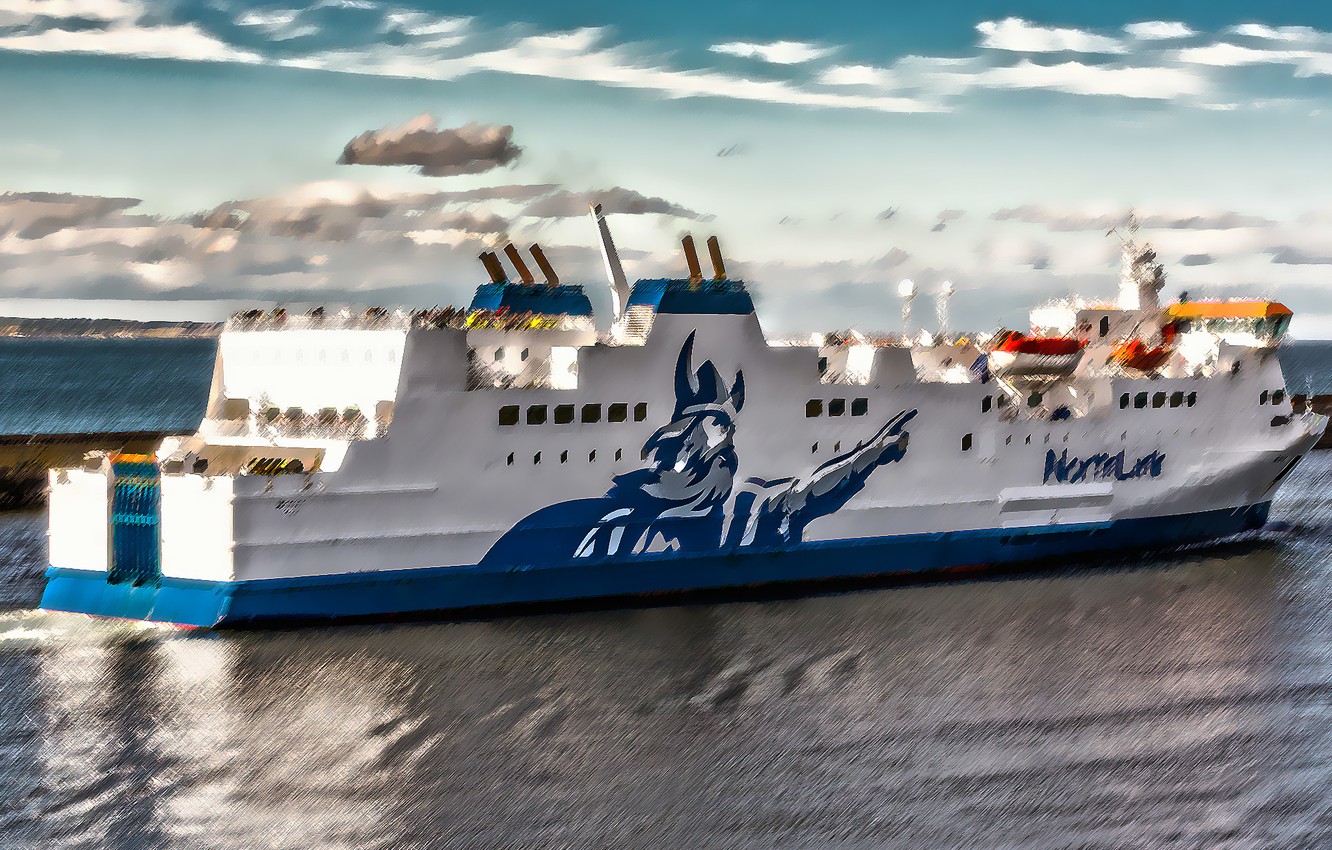 Photo Wallpaper Sea, The Sky, Clouds, Ship, Viking - Cruiseferry - HD Wallpaper 