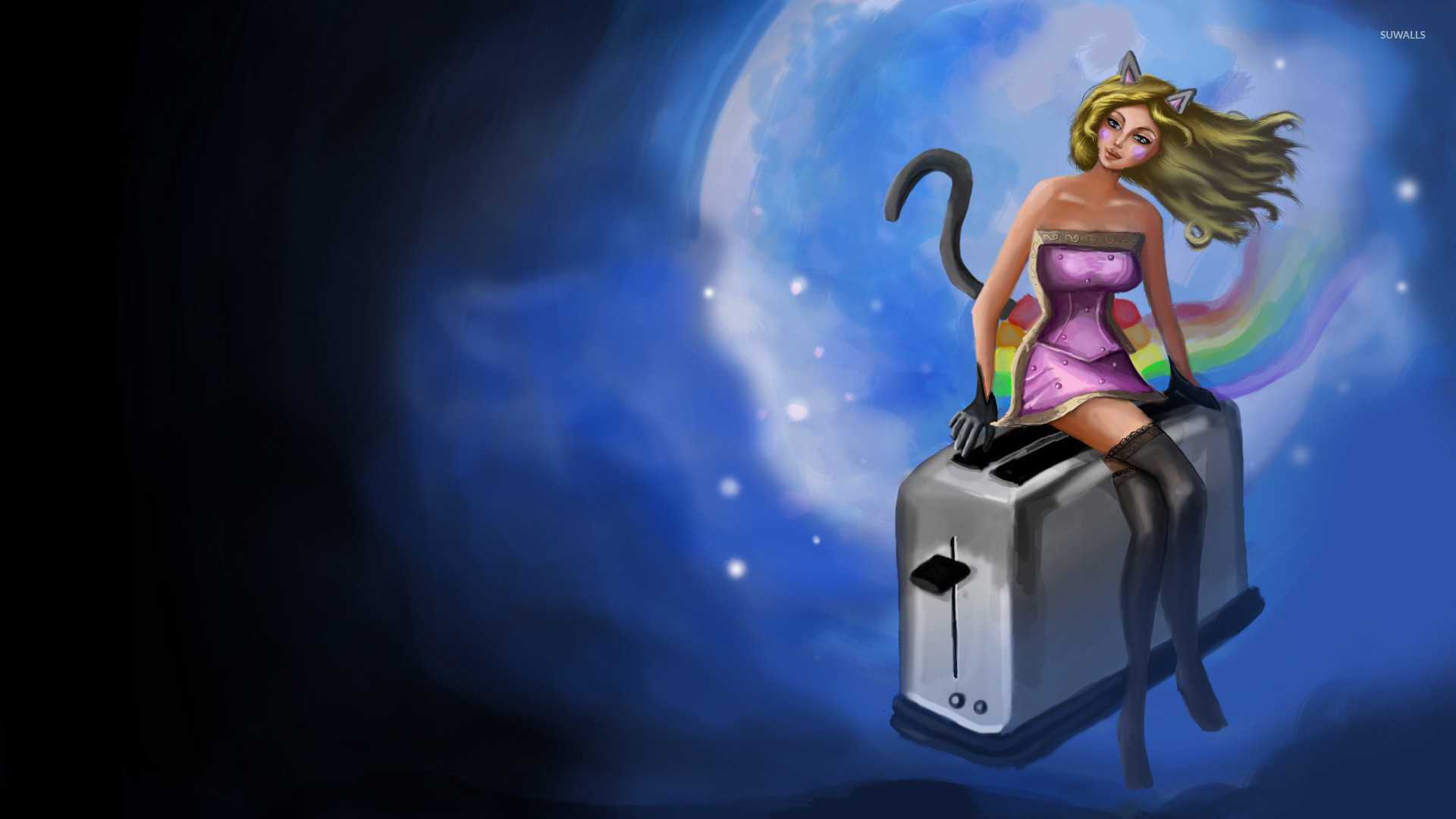 Woman Nyan Cat On A Toaster Wallpaper 
 Data Src Nyan - Ihascupquake Nyan Cat - HD Wallpaper 