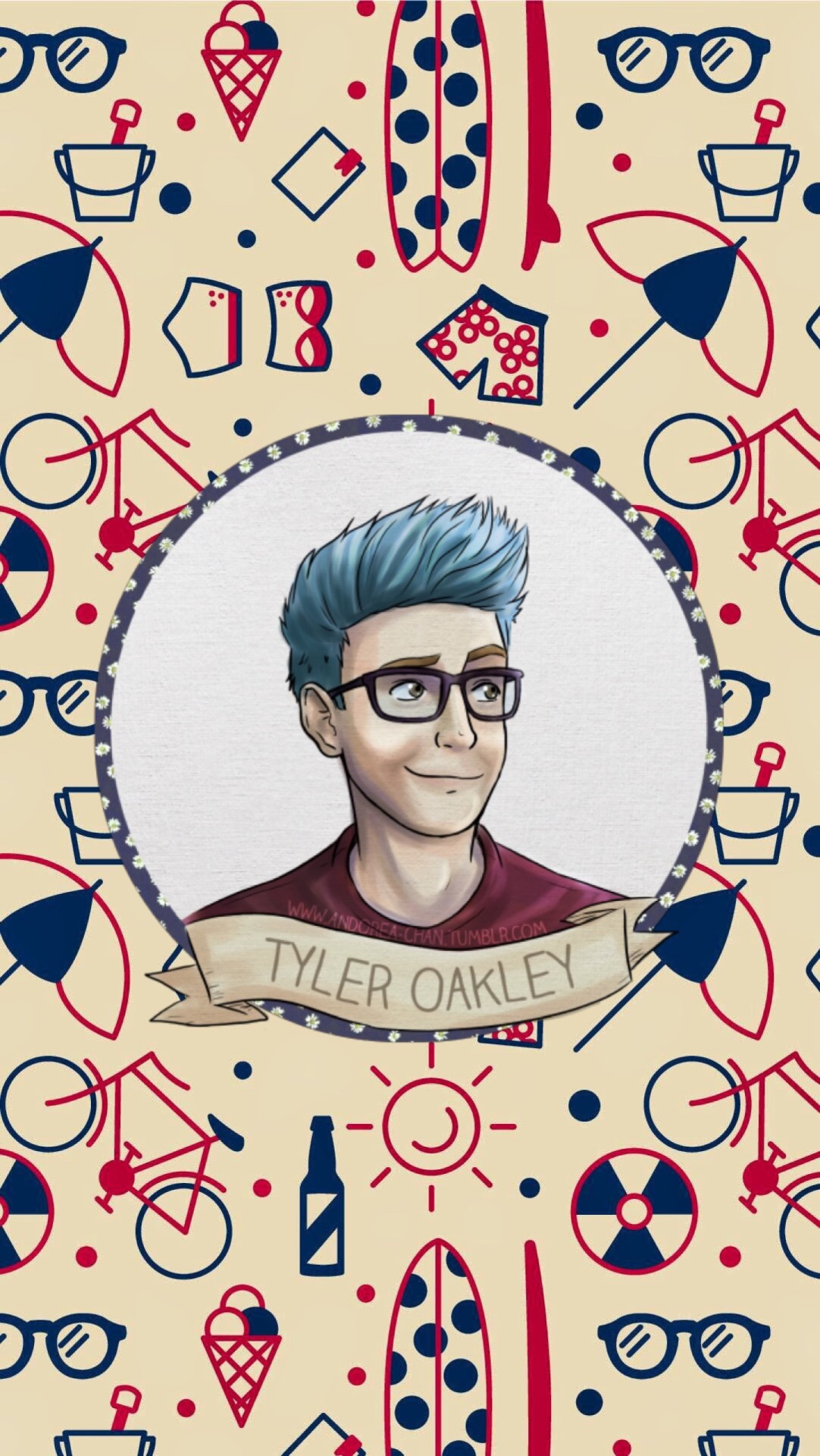 Animated Tyler Oakley Beach-themed Wallpaper Creds - Wallpaper - HD Wallpaper 