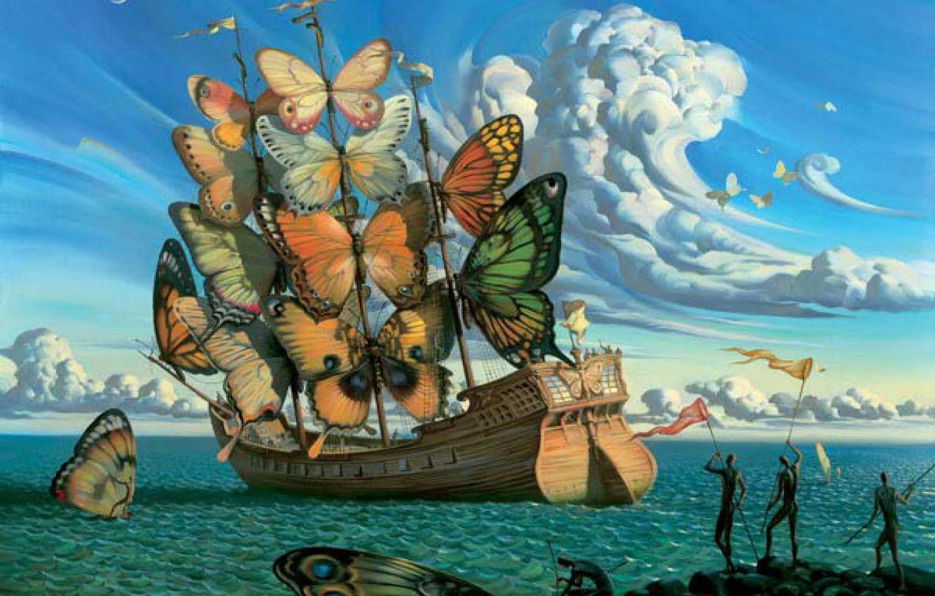 Photo Wallpaper Sea, Ship, Vladimir Kush Departure - Salvador Dali The Winged Ship - HD Wallpaper 