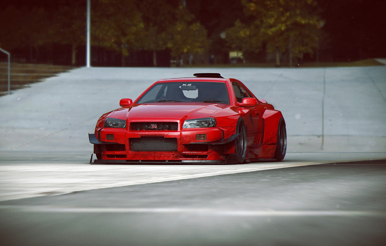 Photo Wallpaper Design, Car, Scifi, V12 R34 Gtr, Red - V12 R34 Gtr Khyzyl Saleem - HD Wallpaper 