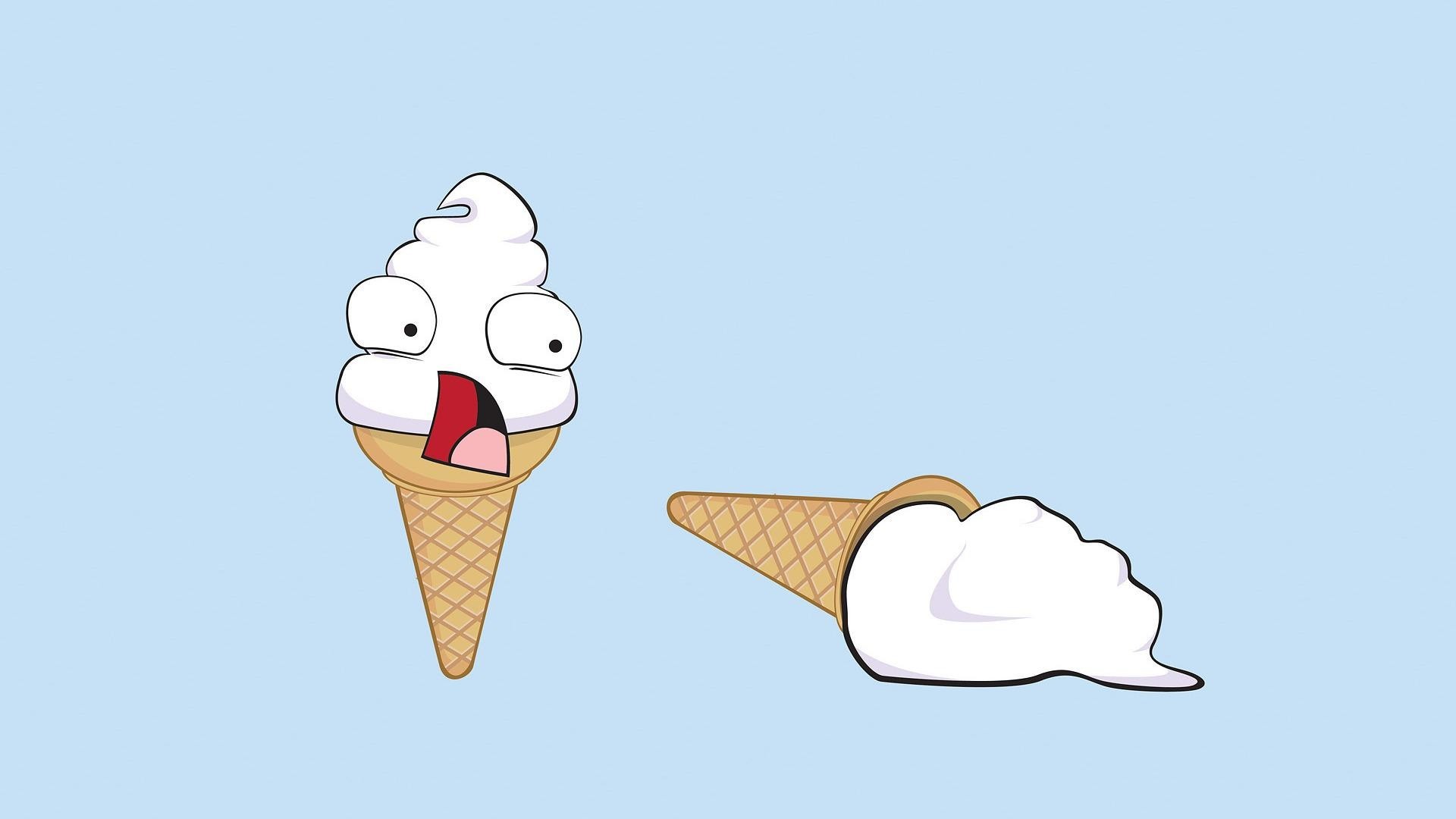 Minimalistic Ice Cream Funny Cone Wallpaper - Ice Cream Cone Funny - HD Wallpaper 