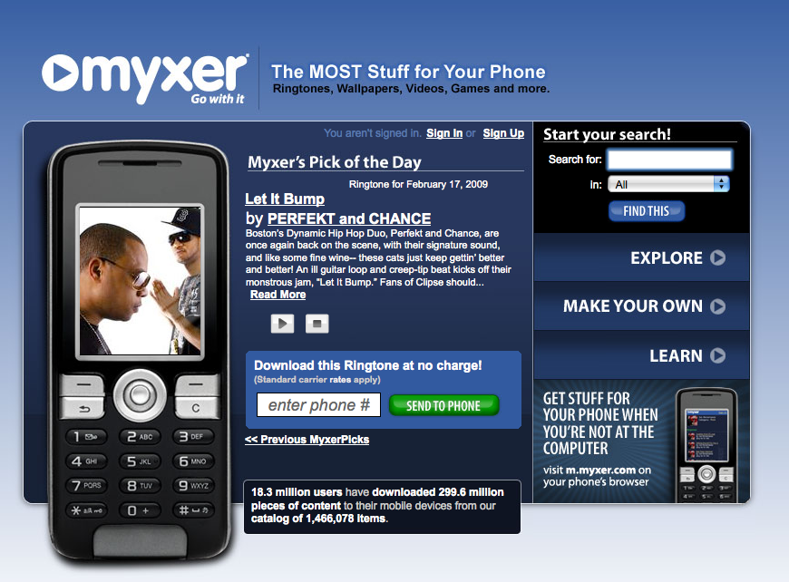 Myxer Ringtones - Feature Phone - HD Wallpaper 