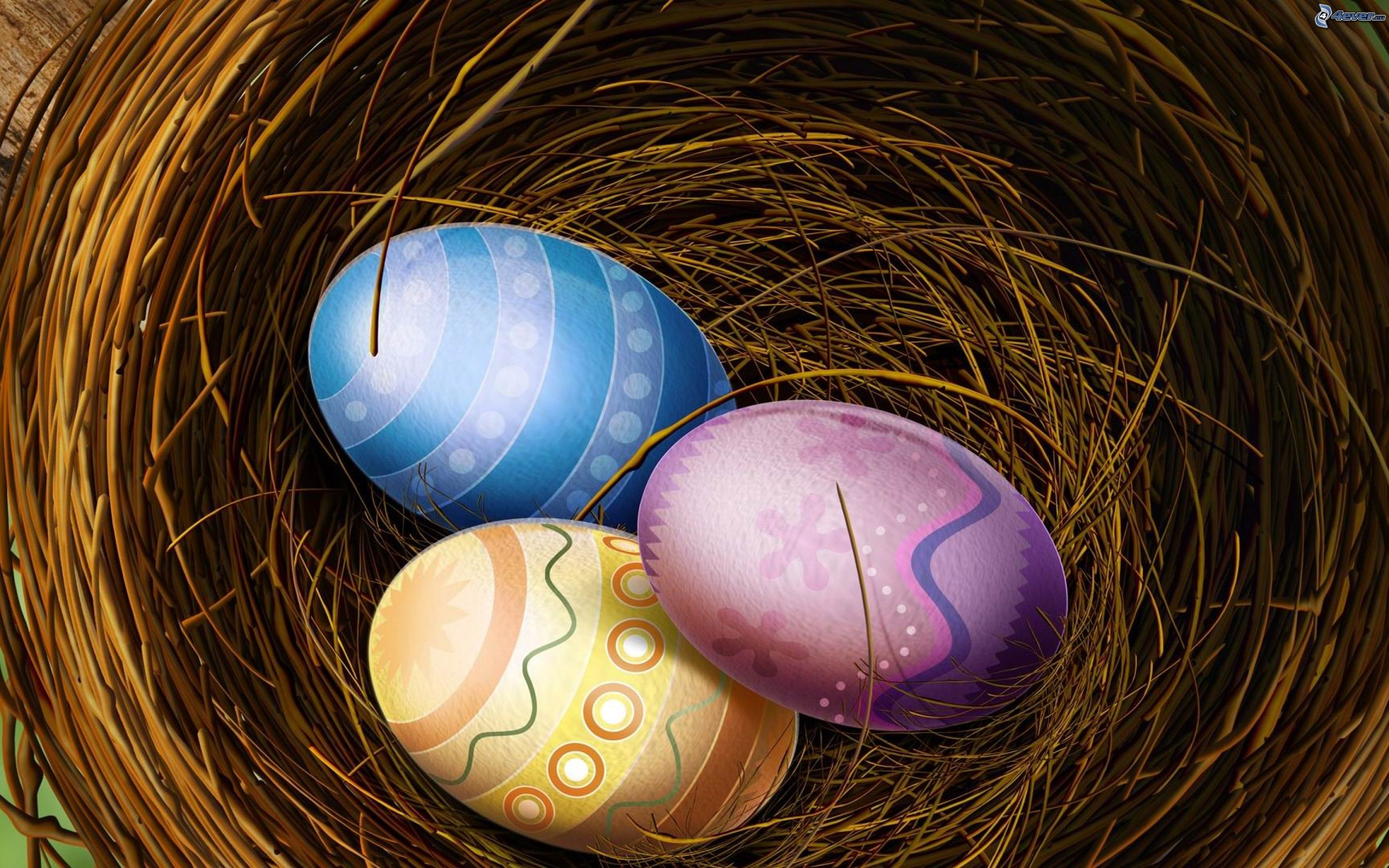 Easter Eggs, Nest - Easter Design - HD Wallpaper 
