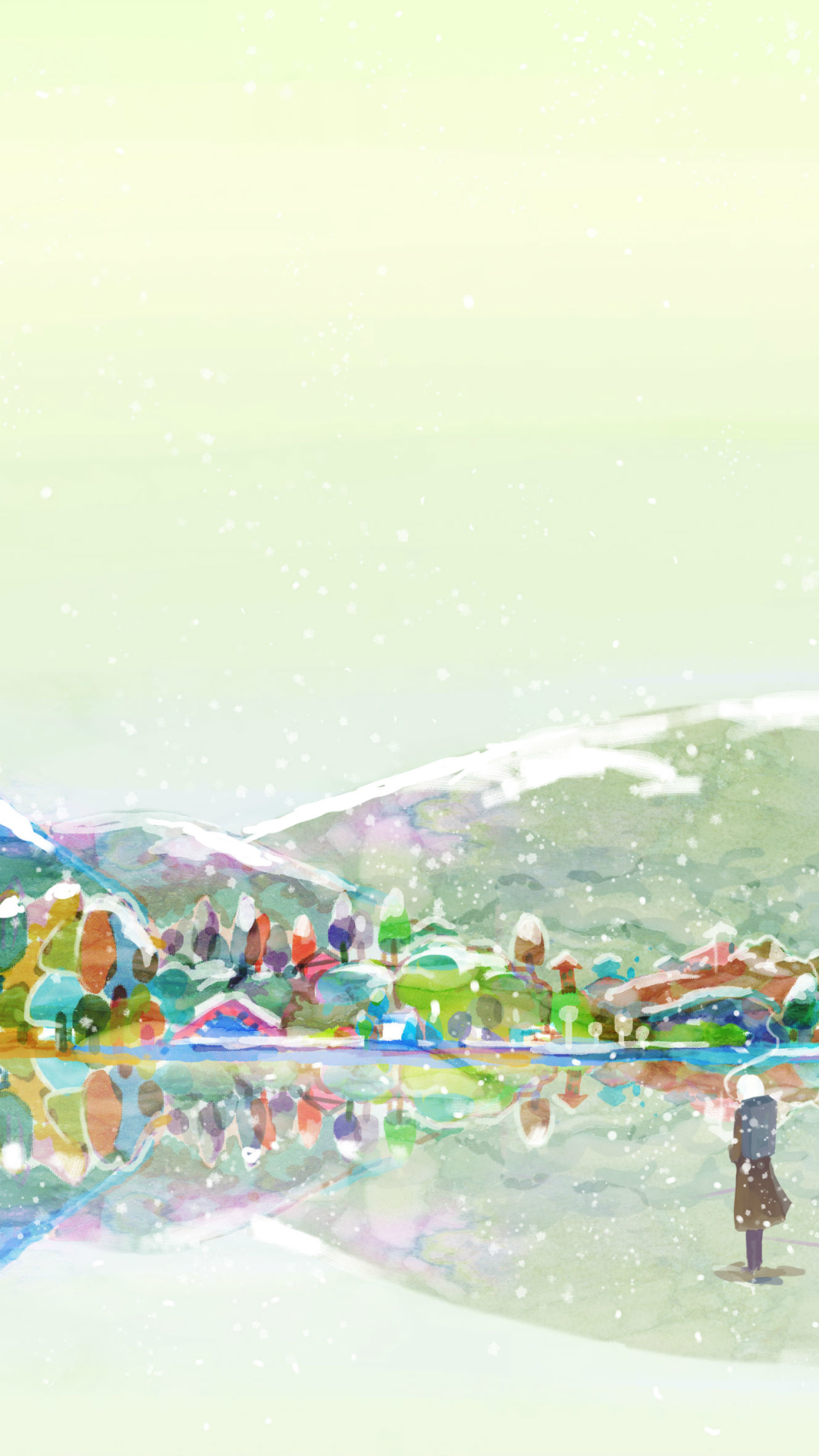 Computer Background Mountain Watercolor - HD Wallpaper 