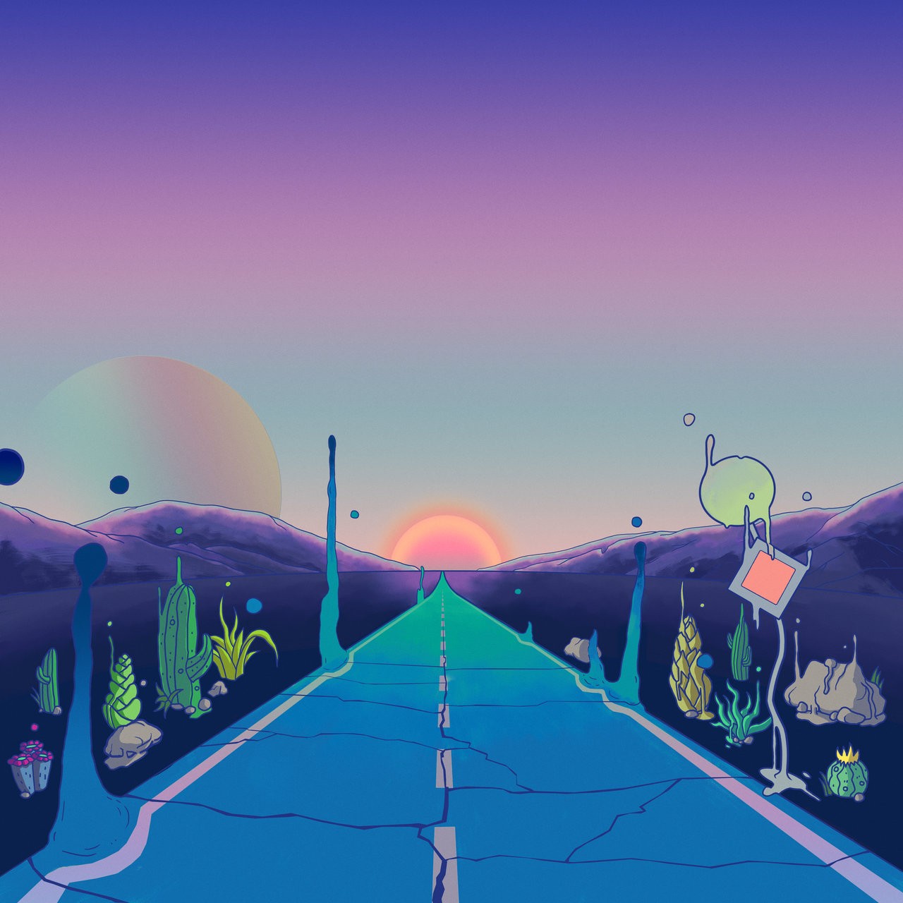 Multicolored Road Painting, Sunman24, Cover Art, Psychedelic, - HD Wallpaper 
