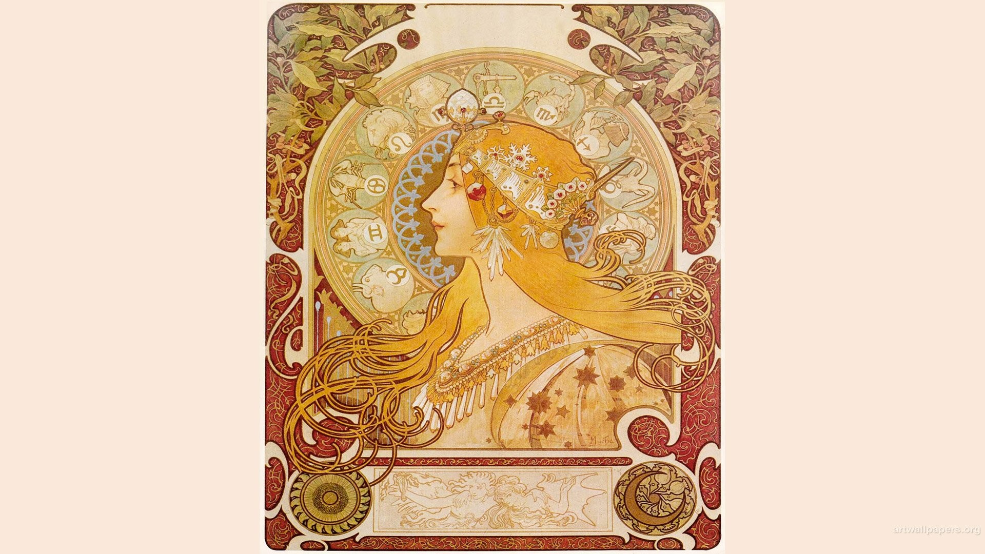 Alphonse Mucha La Plume - HD Wallpaper 