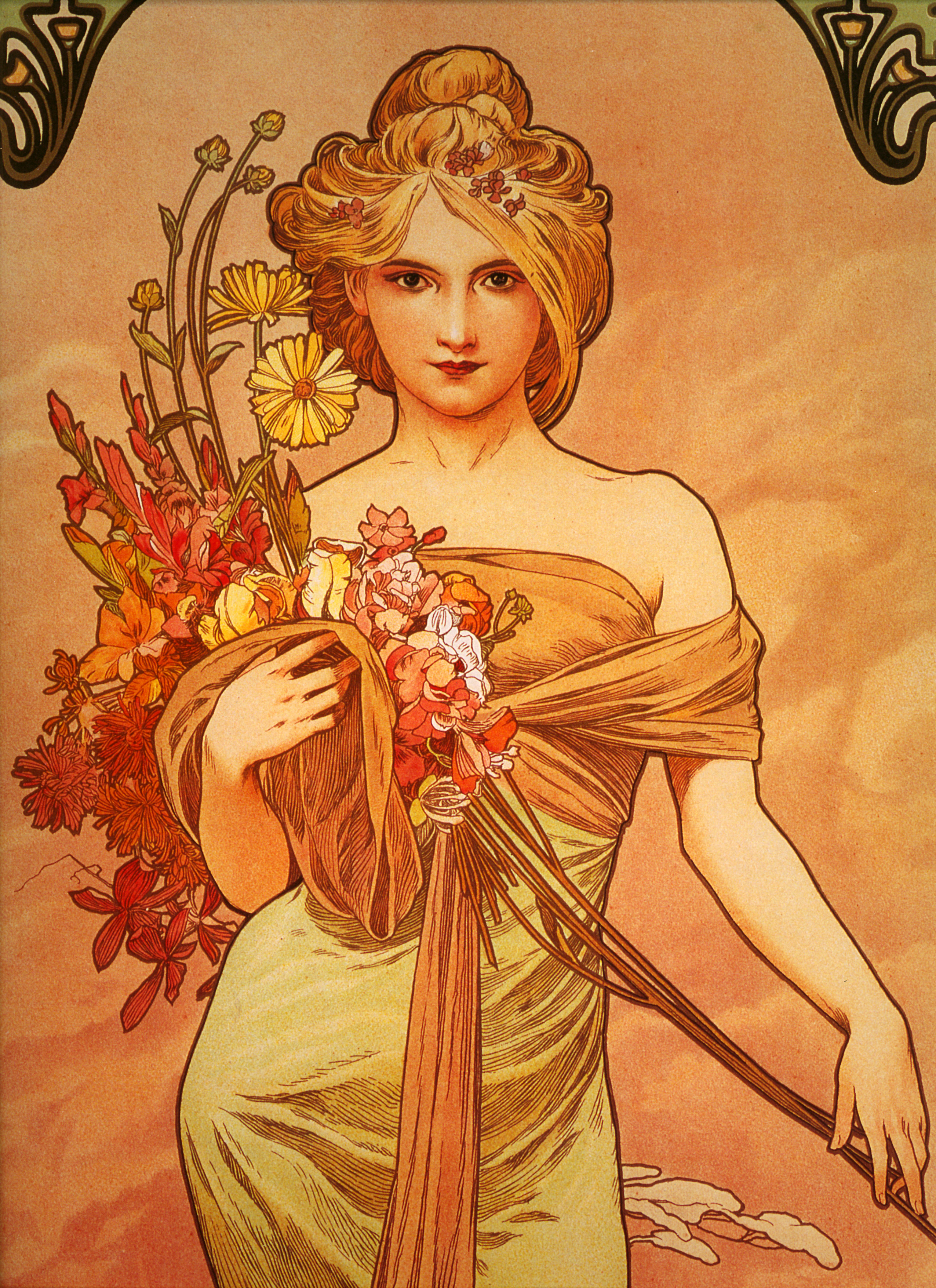 Alphonse Mucha Bouquet - HD Wallpaper 