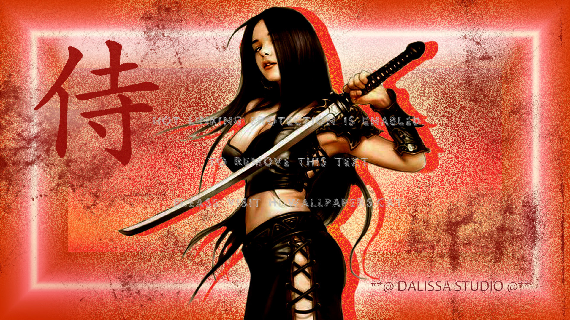 Samourai Girl Red Warrior Japanese Dalissa - Wallpaper - HD Wallpaper 