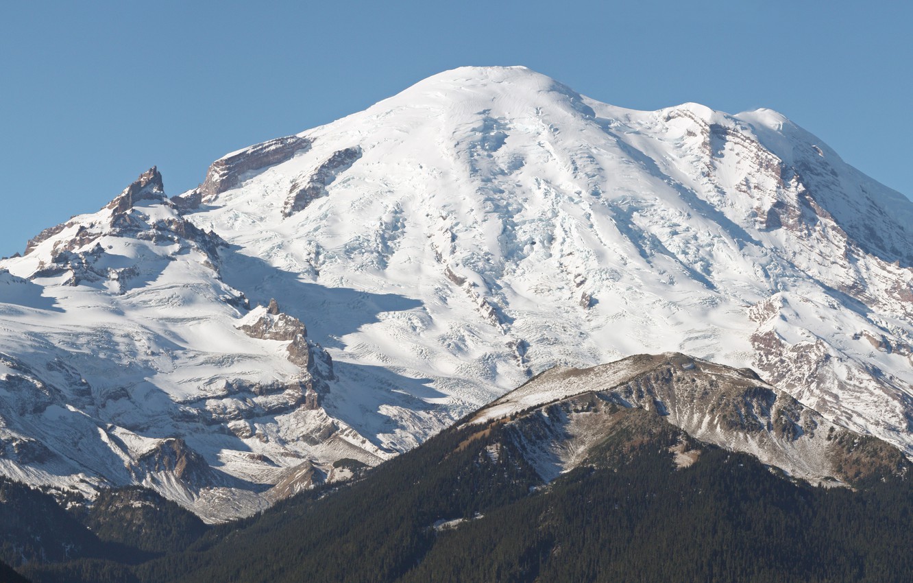 Photo Wallpaper Snow, Mountain, Panorama, Mount Rainier - HD Wallpaper 