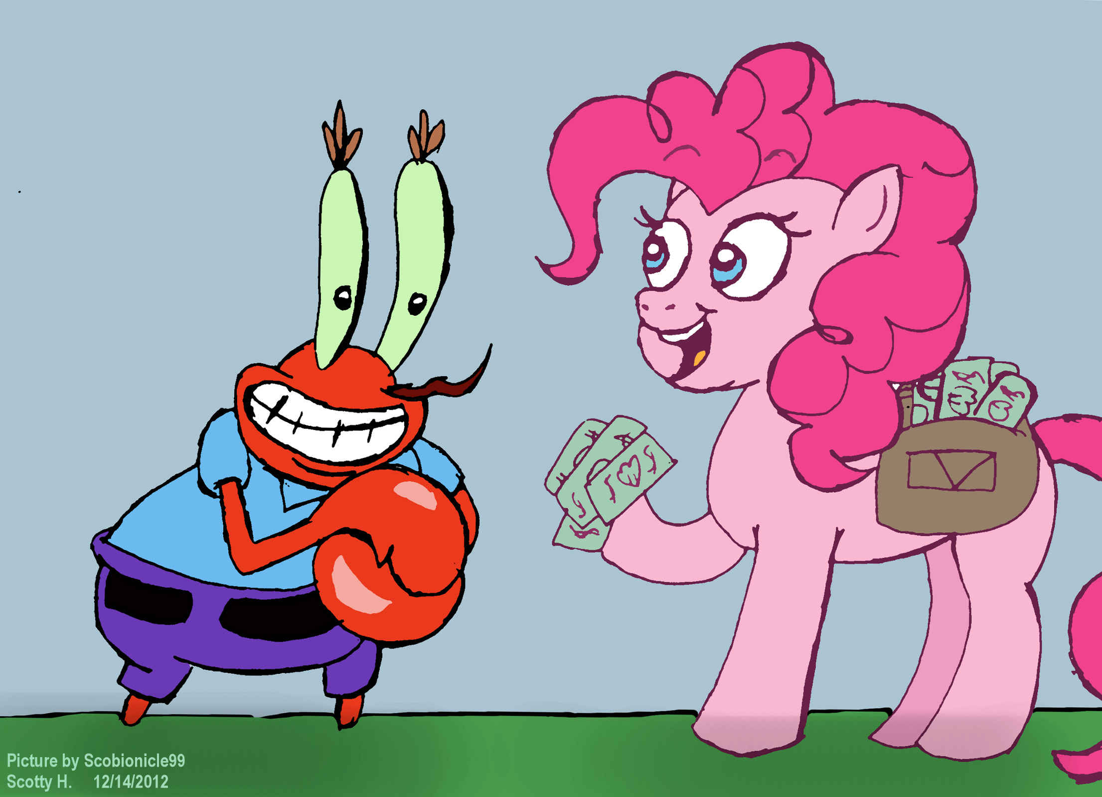A Poney With Saddle Bag Full Of Money - Mr Krabs Fan Art - HD Wallpaper 