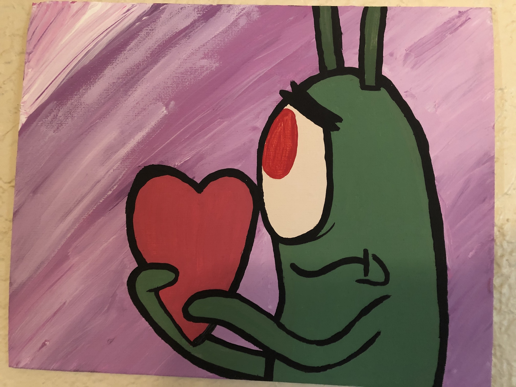 Plankton With Heart Painting - HD Wallpaper 