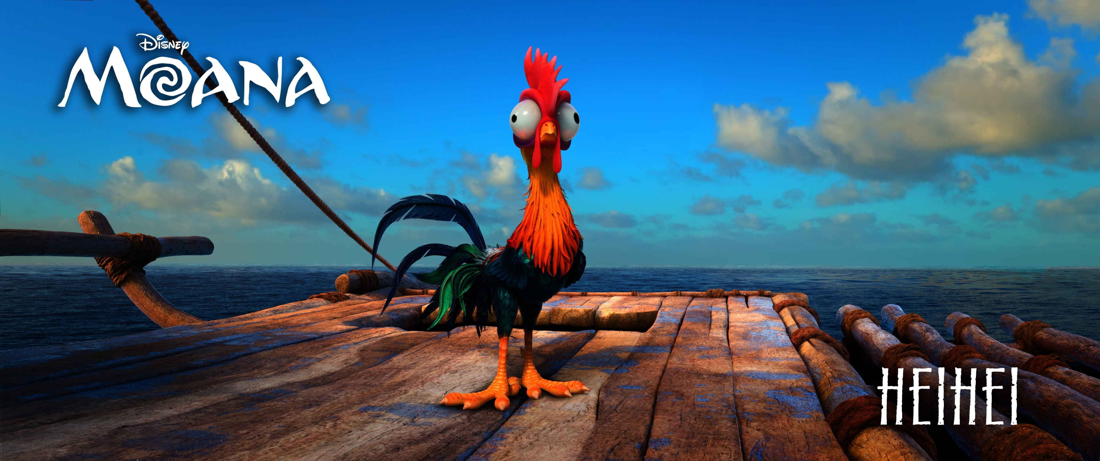 Moana, Heihei, Ocean, Clouds, Animation - Chicken's Name In Moana - HD Wallpaper 