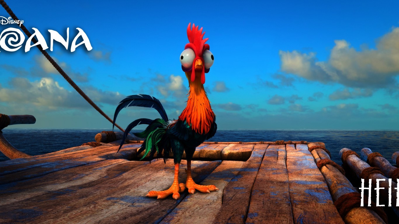 Moana, Heihei, Ocean, Clouds, Animation - Hai Hai The Chicken - HD Wallpaper 