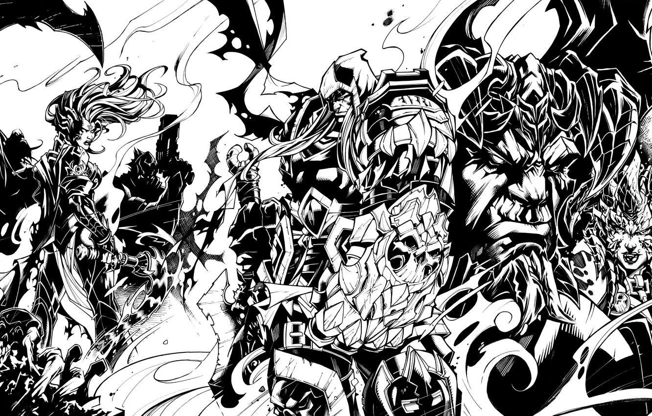 Photo Wallpaper Death, War, Rage, War, Darksiders, - Darksiders Black And White - HD Wallpaper 