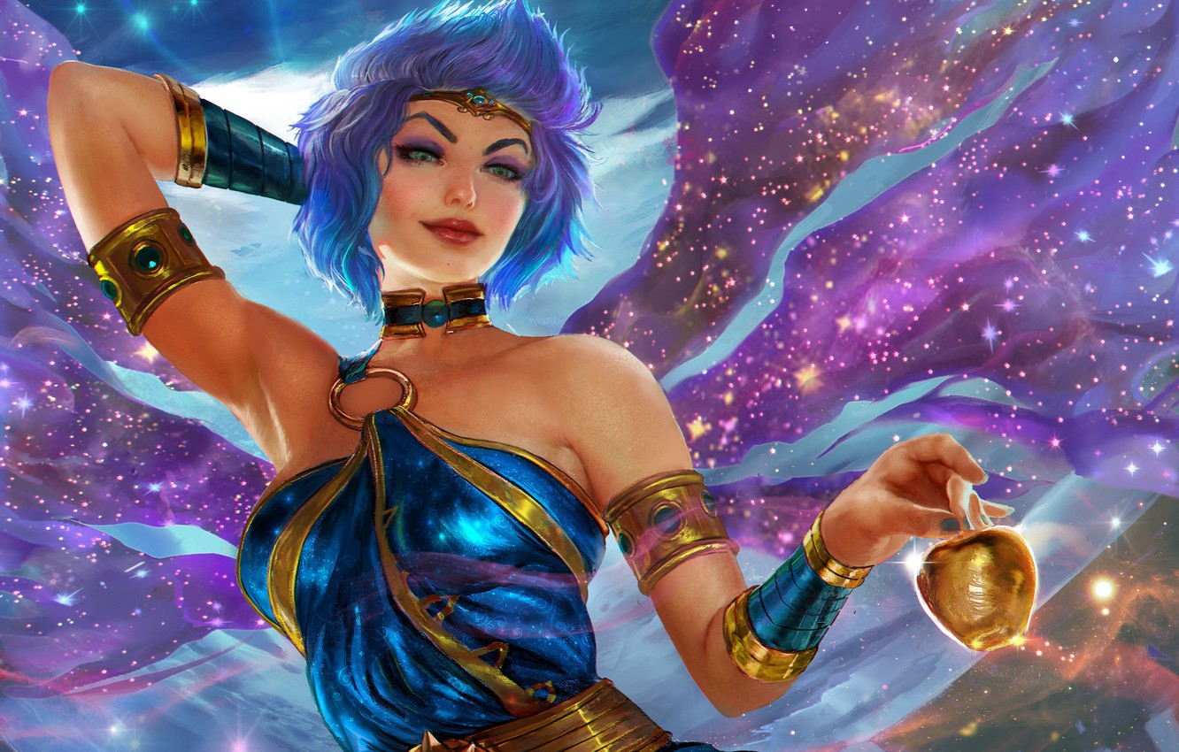 Photo Wallpaper Girl, Fiction, Apple, Art, God, Smite, - Smite Discord - HD Wallpaper 
