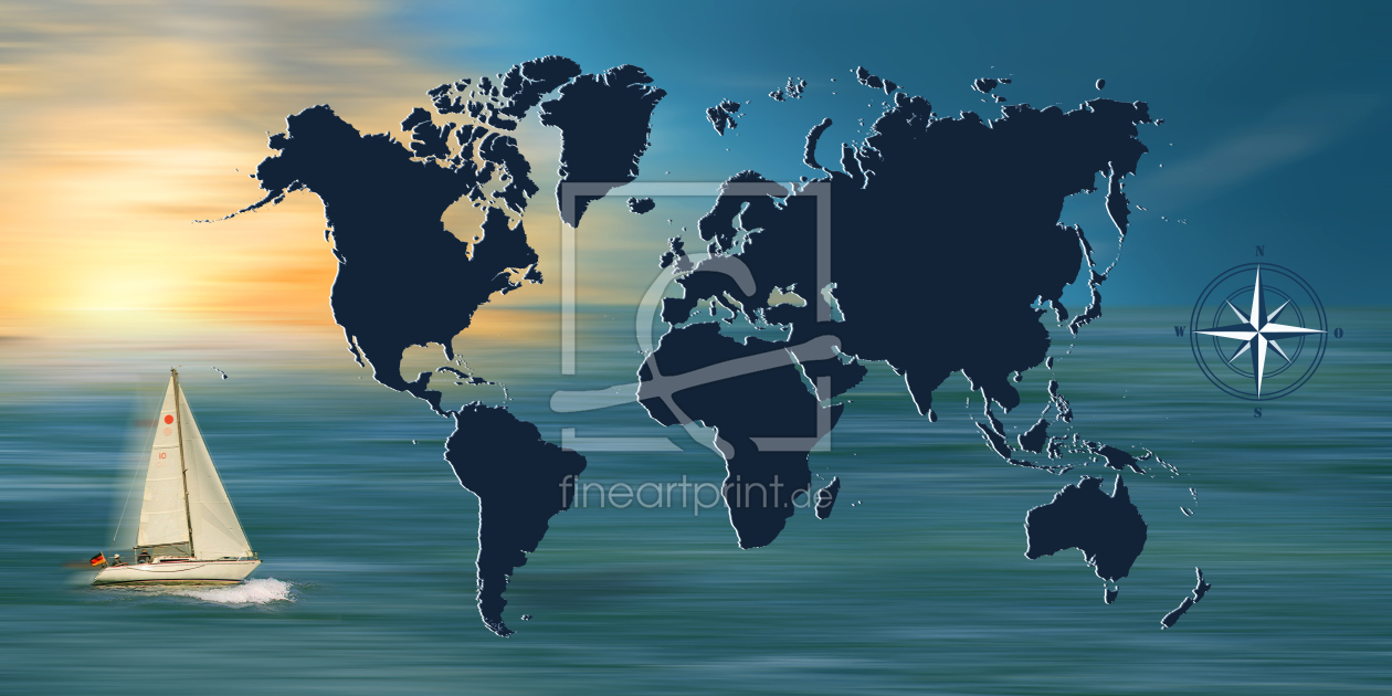 10377905 Weltumsegelung Mit Weltkarte Erstellt Von - World Map Dark Blue - HD Wallpaper 