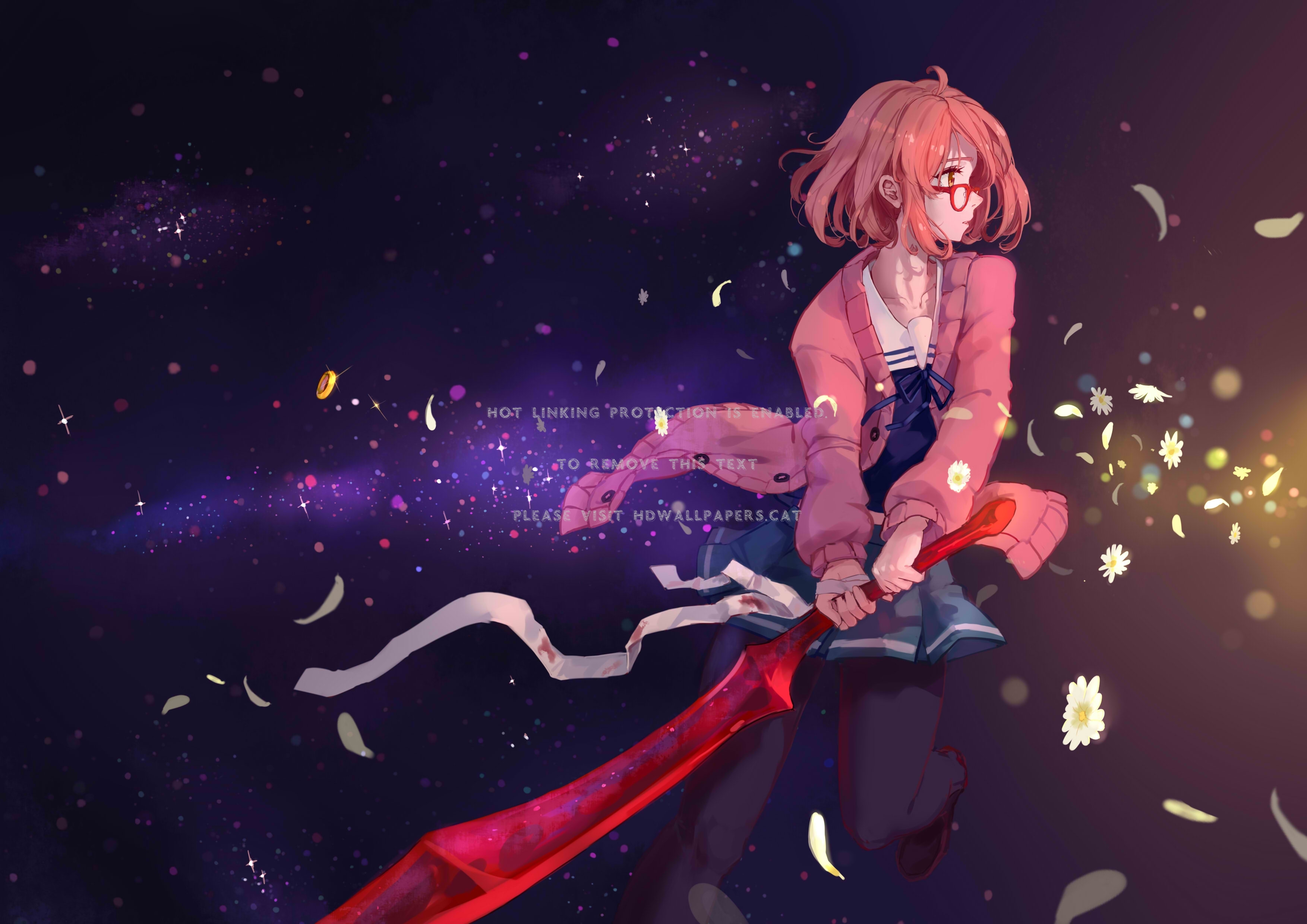 Kuriyama Mirai Weapon Black Golden Pink Red - Mirai Kuriyama Blood Sword Size - HD Wallpaper 
