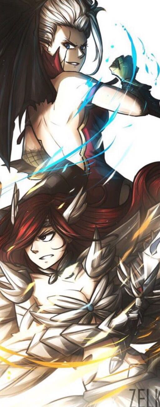 Fairy Tail Erza Fan Art Mirajane - HD Wallpaper 