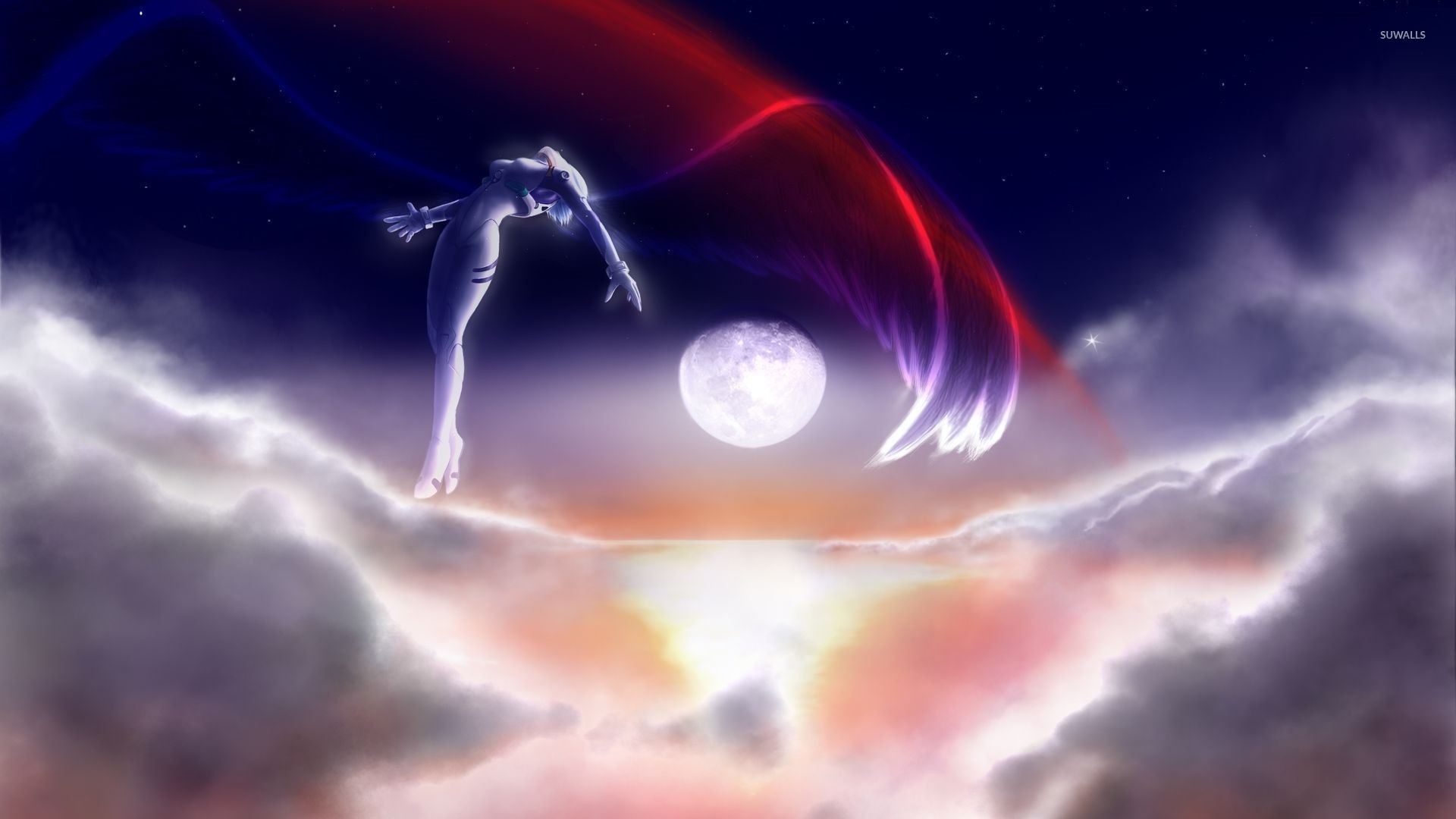 Neon Genesis Evangelion Angel In The Sky Wallpaper - Neon Genesis Evangelion Space - HD Wallpaper 