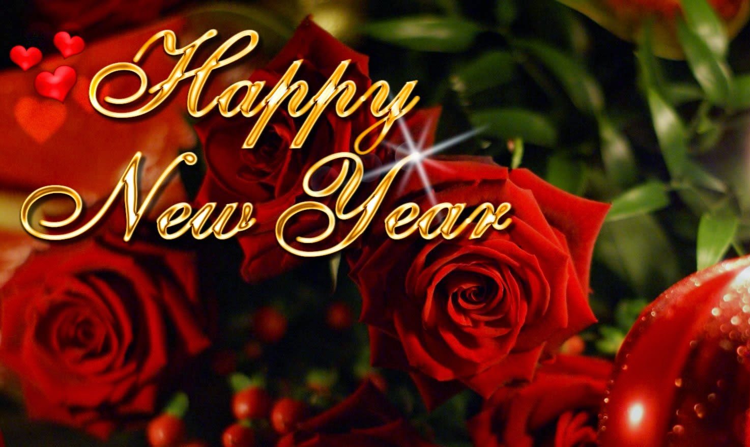 Happy New Year Wish In Red Flower - Happy Valentines Day Roses - 1474x878  Wallpaper 