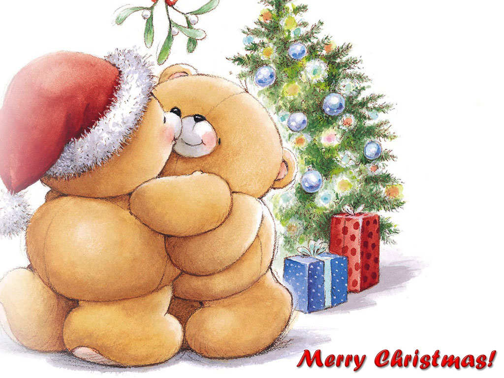 Merry Christmas Bear Hug - 1024x768 Wallpaper 