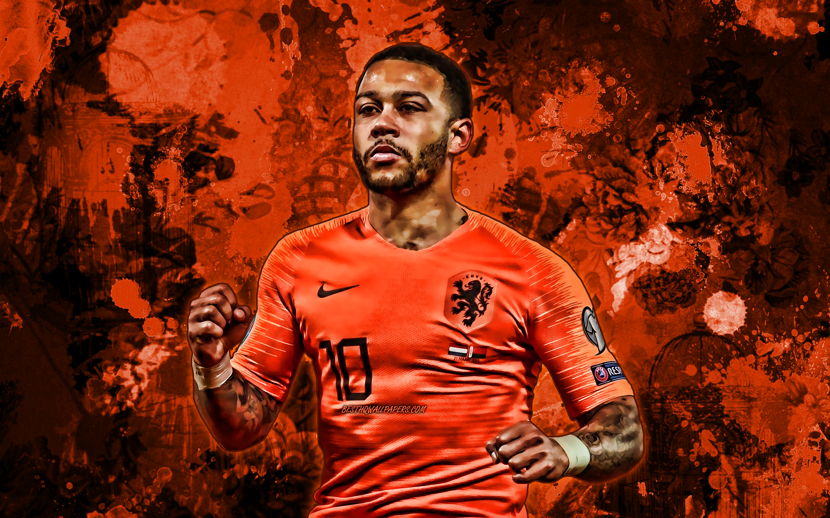 Memphis Depay, Orange Paint Splashes, Netherlands National - Kawhi