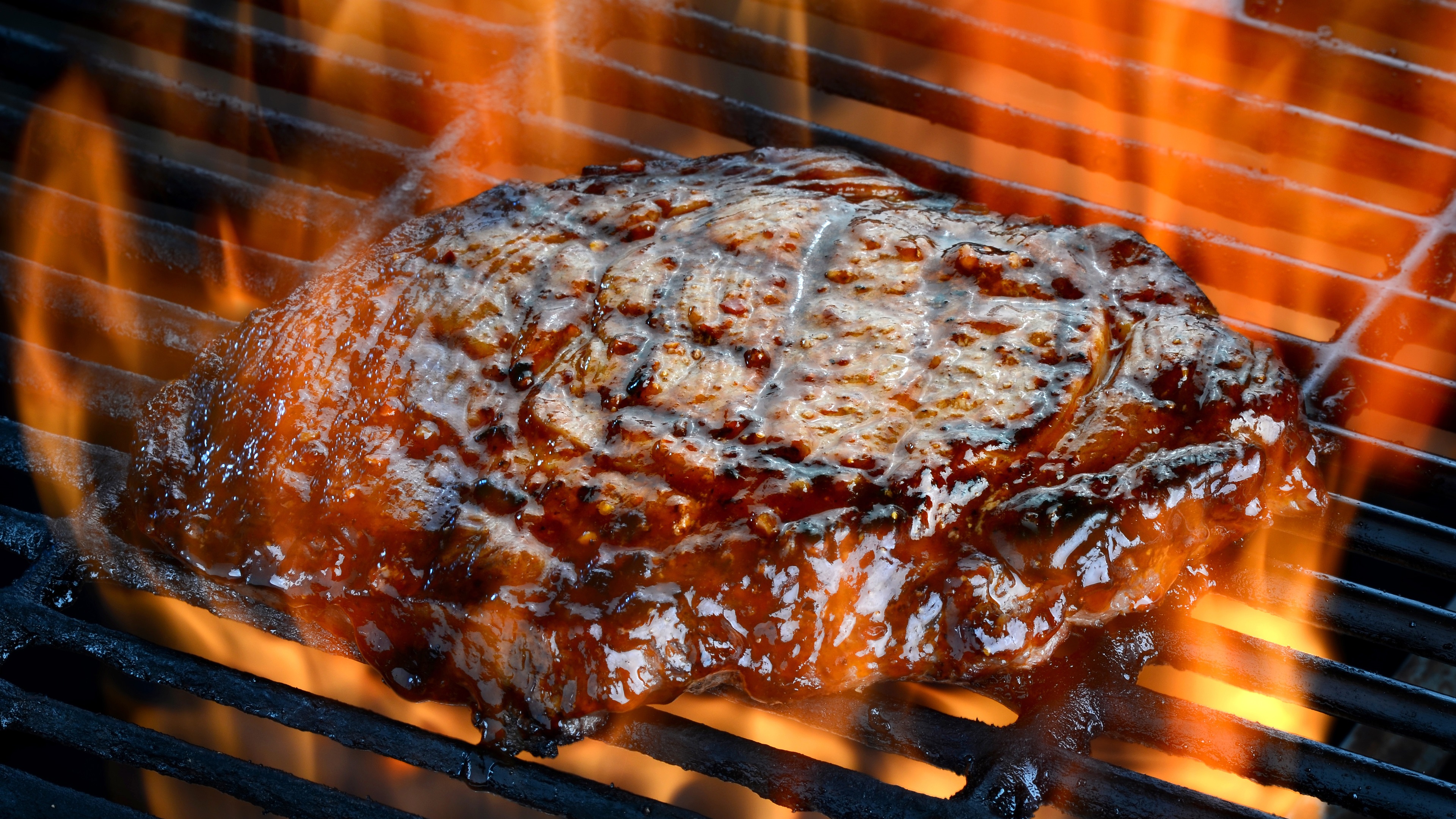 Wallpaper Roast Steak - Steak On Grill Fire - HD Wallpaper 
