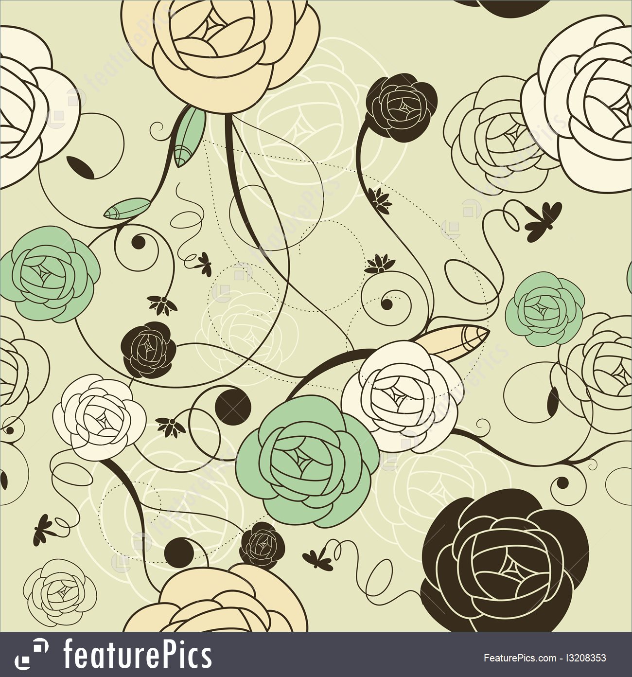 Seamless Romantic Wallpaper With Roses Vector Illustration - Rose - HD Wallpaper 