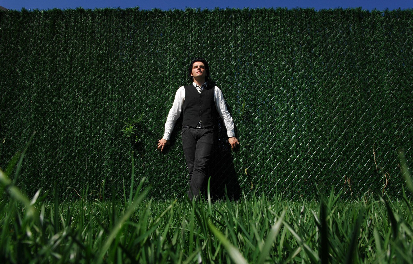 Photo Wallpaper Greens, Grass, Wall, Gerard Way, My - My Chemical Romance - HD Wallpaper 