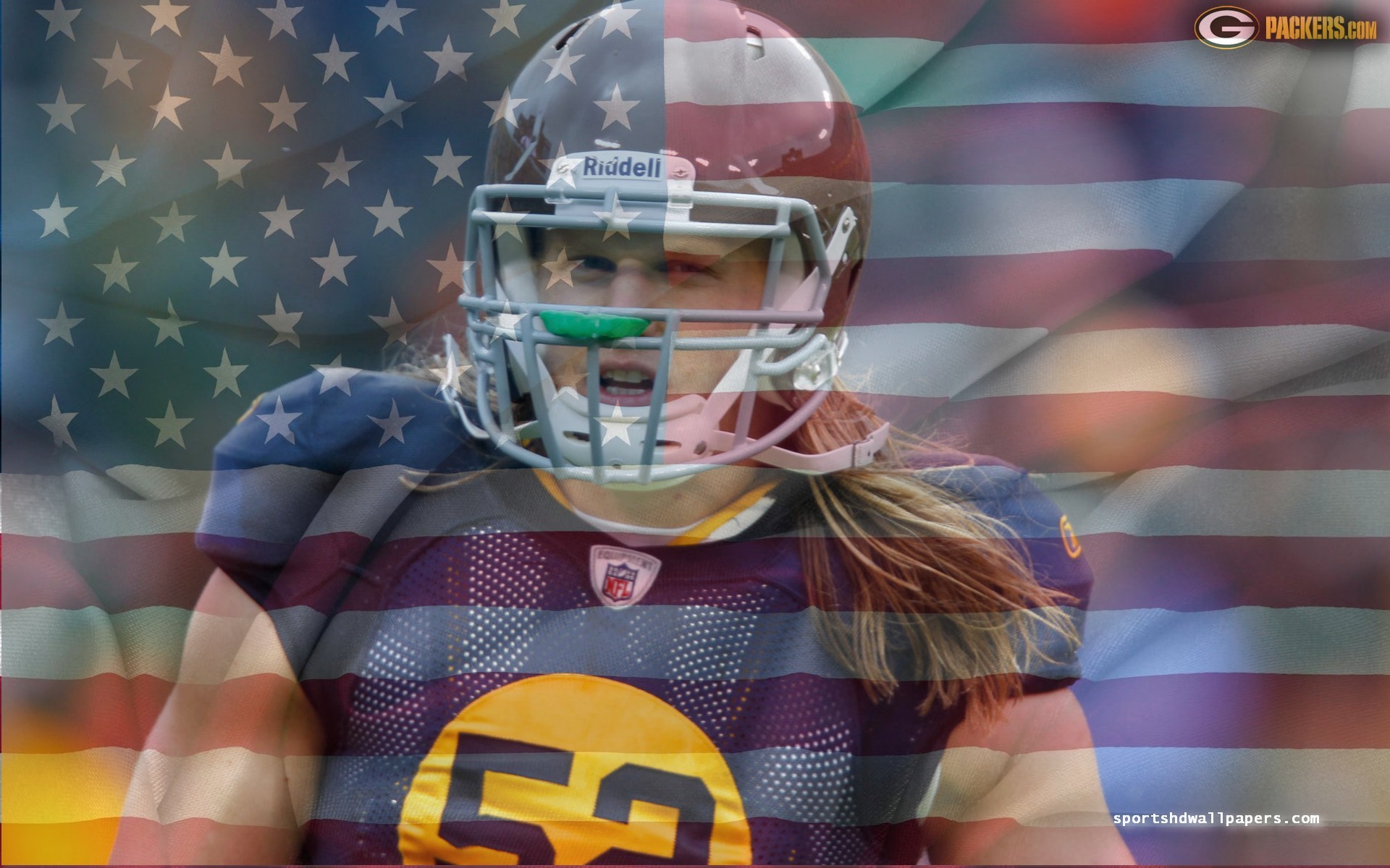 Nfl Clay Mathews Green Bay Packers On Usa Flag Wavy - Clay Matthews - HD Wallpaper 