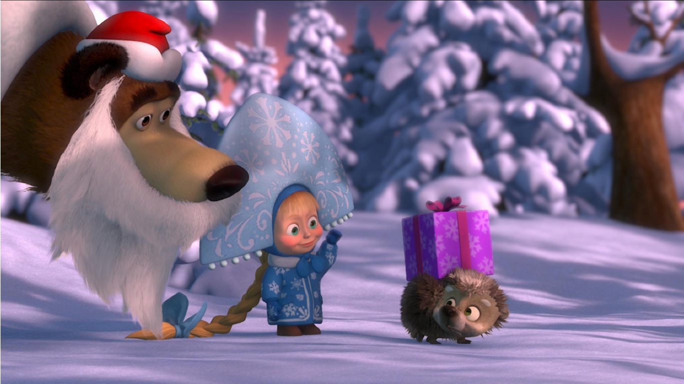 Masha And The Bear Winter - Masha E Orso Buon Natale - HD Wallpaper 