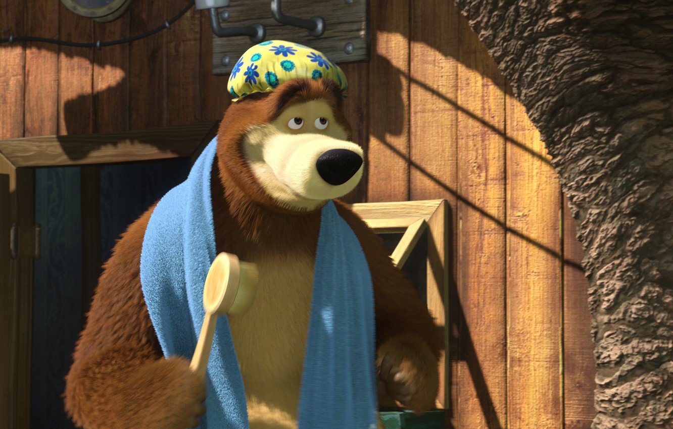 Photo Wallpaper Bear, Illustration, Masha - Masha And The Bear - HD Wallpaper 