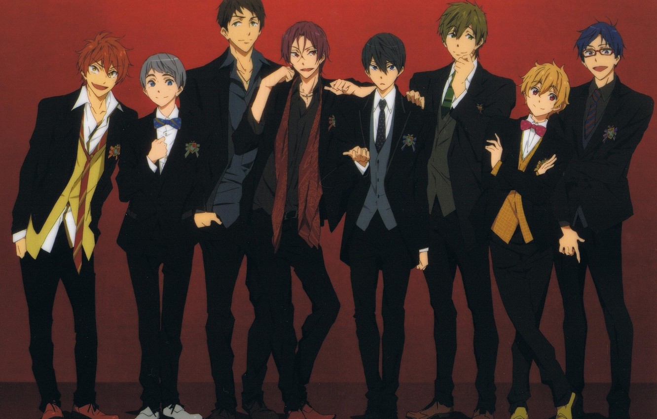 Photo Wallpaper Shoes, Glasses, Costume, Tie, Guys, - Haru Makoto Rin Sousuke Nagisa Rei - HD Wallpaper 