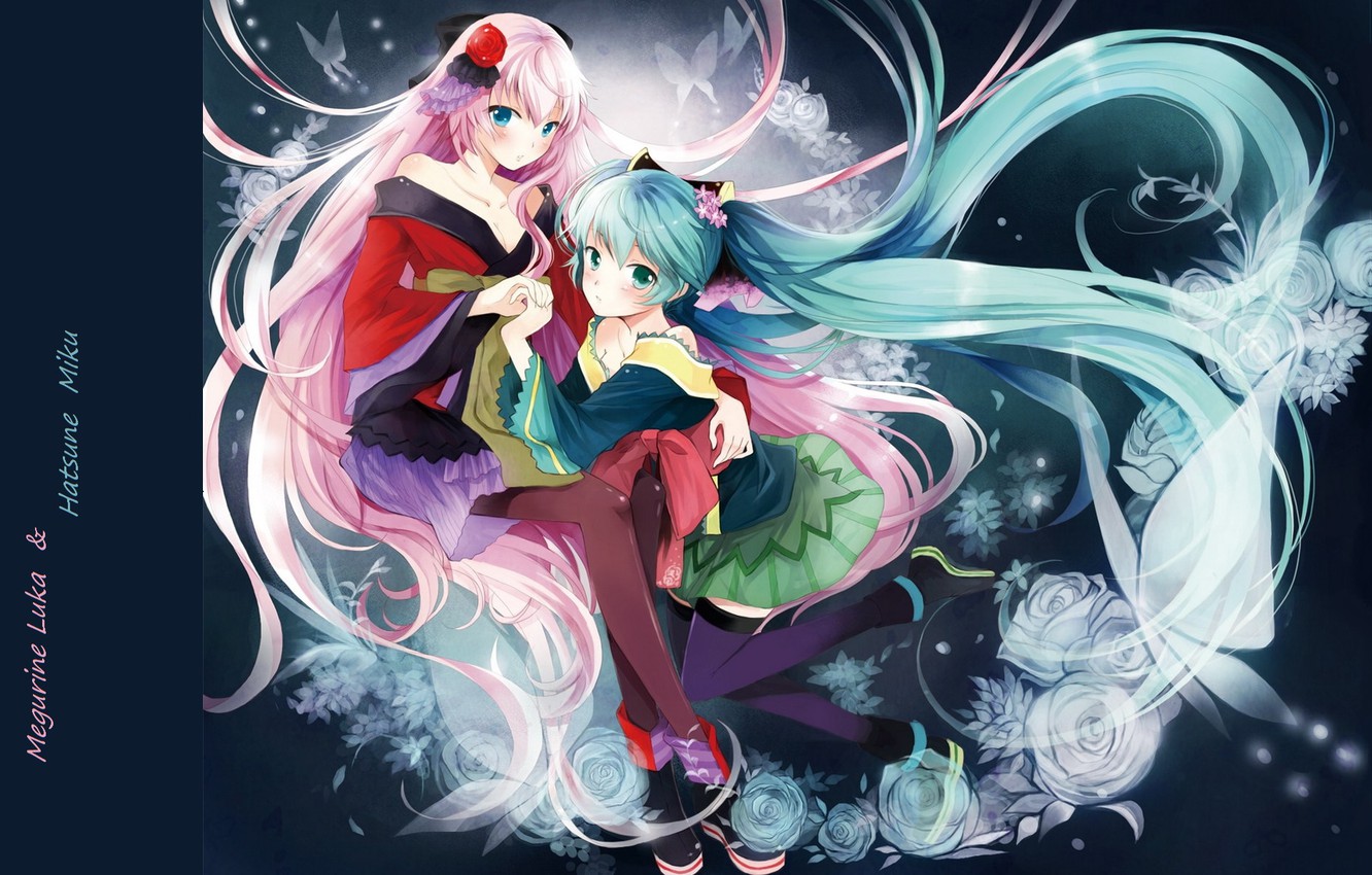 Photo Wallpaper Butterfly, Stockings, Neckline, Kimono, - Vocaloid Project Diva - HD Wallpaper 