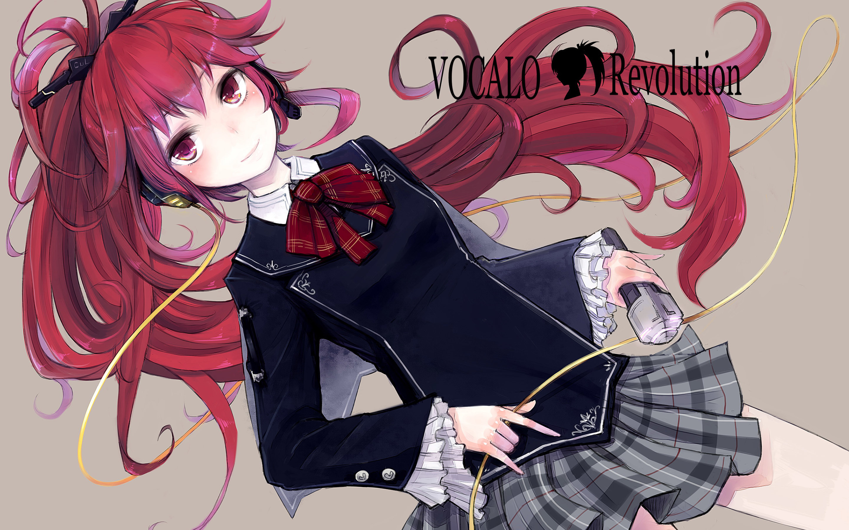 Anime School Girl With Long Red Hair - HD Wallpaper 