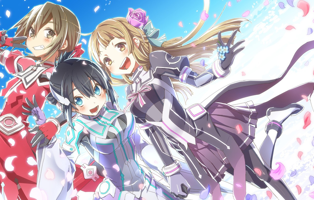 Photo Wallpaper The Sky Girls Anime Trio Yuu Want Yuuki Yuuna Wa Yuusha De Aru Game 1332x850 Wallpaper Teahub Io