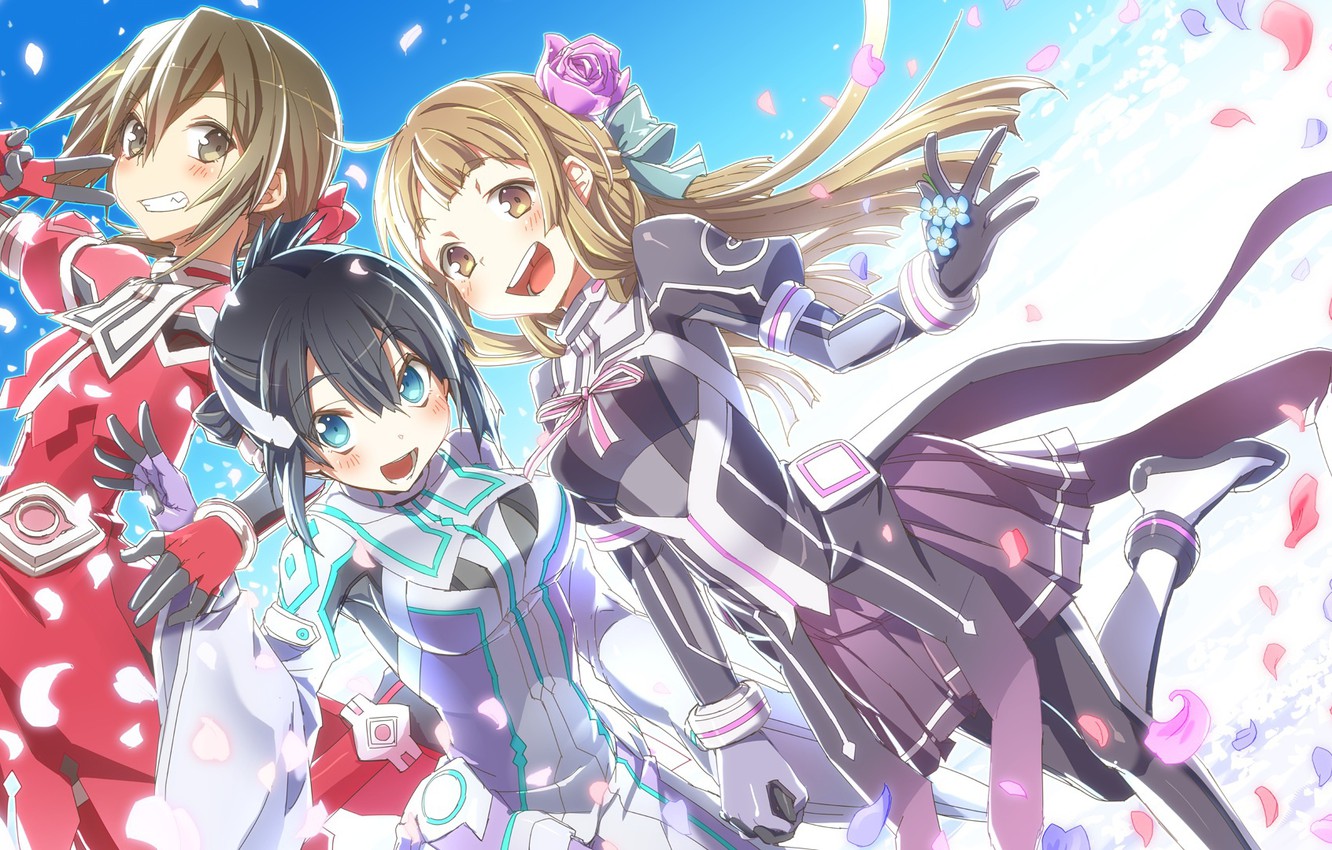 Photo Wallpaper The Sky, Girls, Anime, Trio, Yuu Want - Yuuki Yuuna Wa Yuusha De Aru Game - HD Wallpaper 